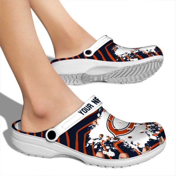 Personalized Chicago Bears Zigzag Paint Burst Crocs High quality