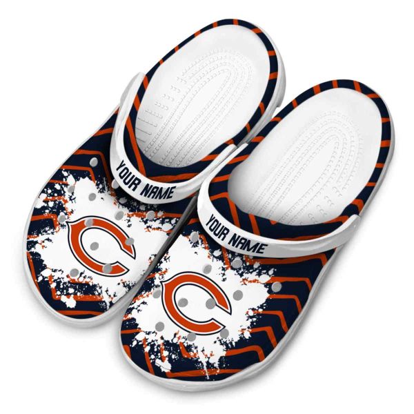 Personalized Chicago Bears Zigzag Paint Burst Crocs Trendy