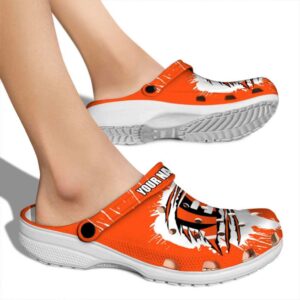 Personalized Cincinnati Bengals Splash Motif Background Crocs High quality