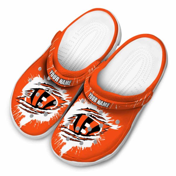 Personalized Cincinnati Bengals Splash Motif Background Crocs Trendy