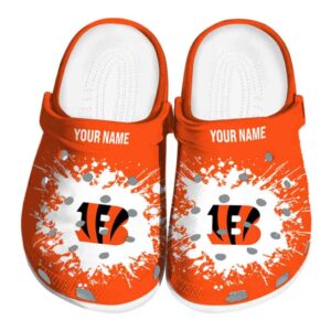 Personalized Cincinnati Bengals Splatter Background Crocs Best selling