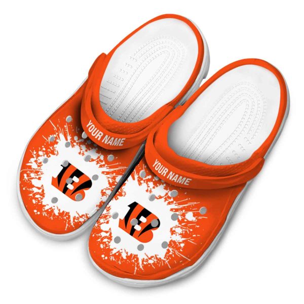 Personalized Cincinnati Bengals Splatter Background Crocs Trendy