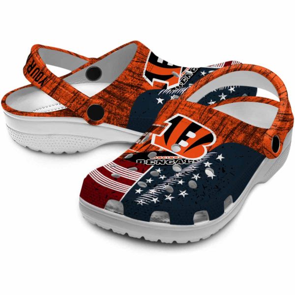 Personalized Cincinnati Bengals Star Spangled Side Pattern Crocs Latest Model