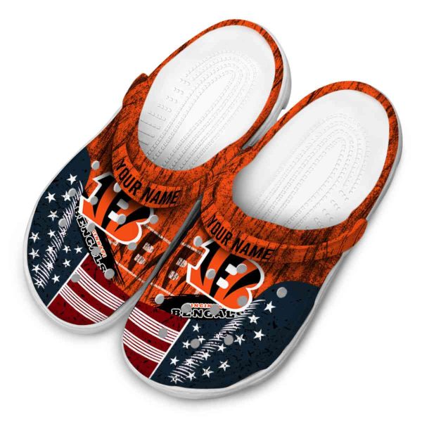Personalized Cincinnati Bengals Star Spangled Side Pattern Crocs Trendy