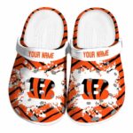 Personalized Cincinnati Bengals Zigzag Paint Burst Crocs Best selling