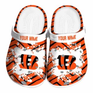Personalized Cincinnati Bengals Zigzag Paint Burst Crocs Best selling