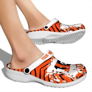 Personalized Cincinnati Bengals Zigzag Paint Burst Crocs High quality