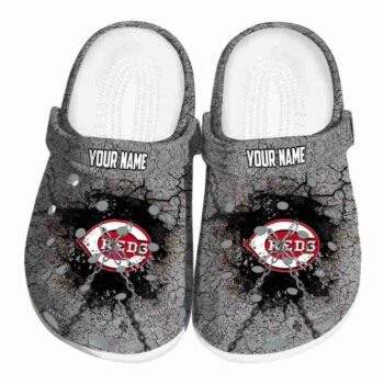 Personalized Cincinnati Reds Cracked Ground Texture Crocs Best selling