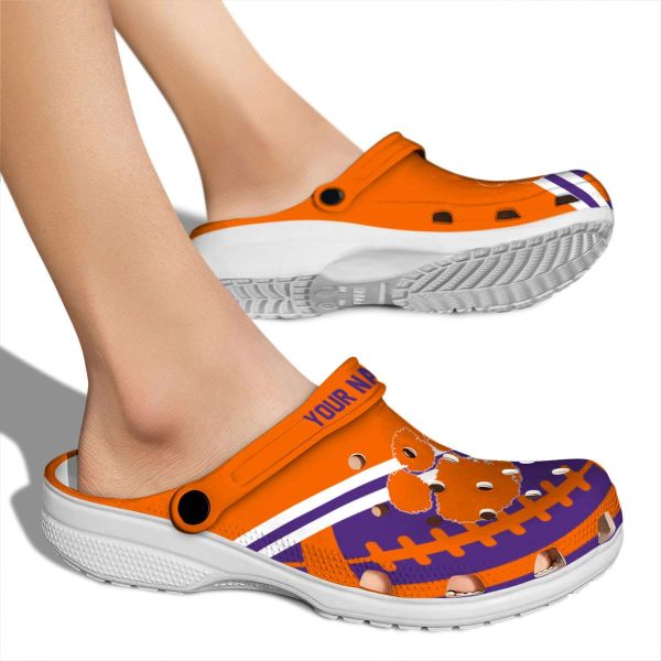 Personalized Clemson Tigers Football Motif Crocs High quality