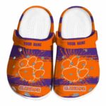 Personalized Clemson Tigers Paint Splatter Graphics Crocs Best selling