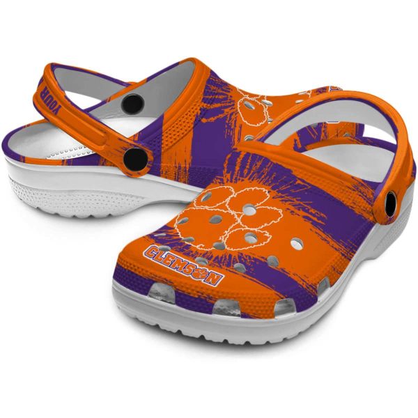 Personalized Clemson Tigers Paint Splatter Graphics Crocs Latest Model