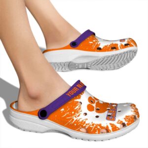 Personalized Clemson Tigers Splash Art Crocs High quality