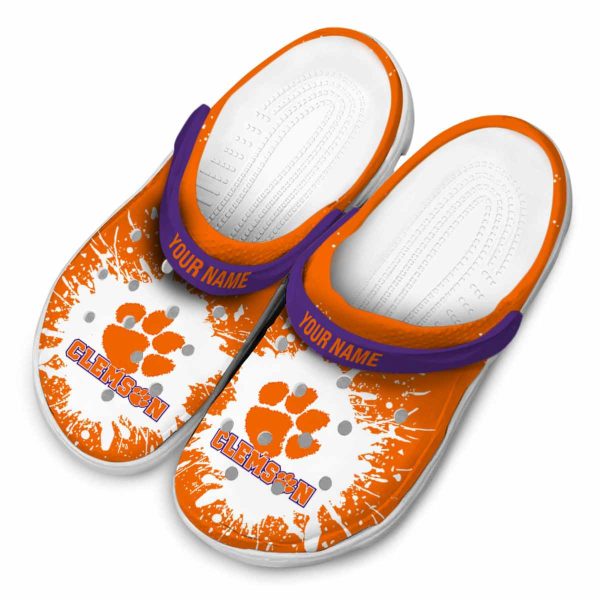 Personalized Clemson Tigers Splash Art Crocs Trendy