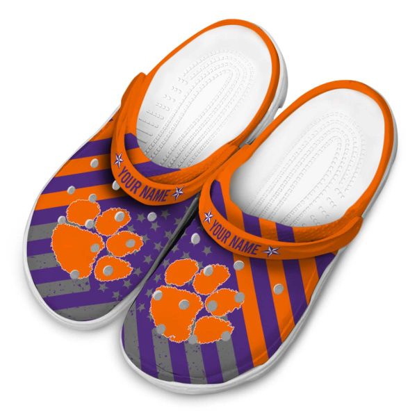 Personalized Clemson Tigers Star Spangled Graphic Crocs Trendy