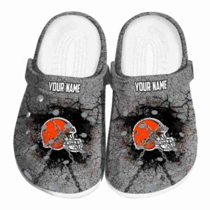 Personalized Cleveland Browns Cracked Ground Texture Crocs Best selling