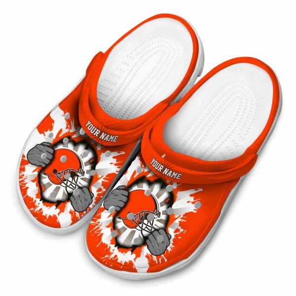 Personalized Cleveland Browns Gripping Hand Crocs Trendy