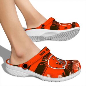 Personalized Cleveland Browns Paint Splatter Graphics Crocs High quality