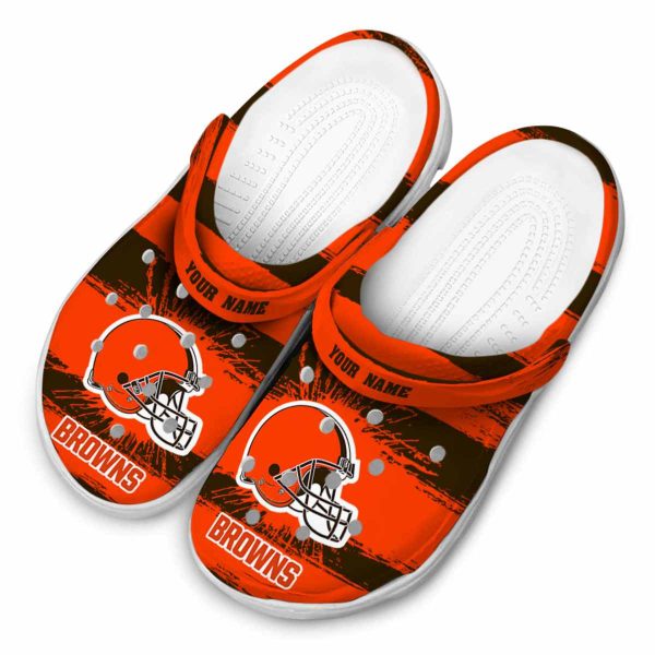 Personalized Cleveland Browns Paint Splatter Graphics Crocs Trendy