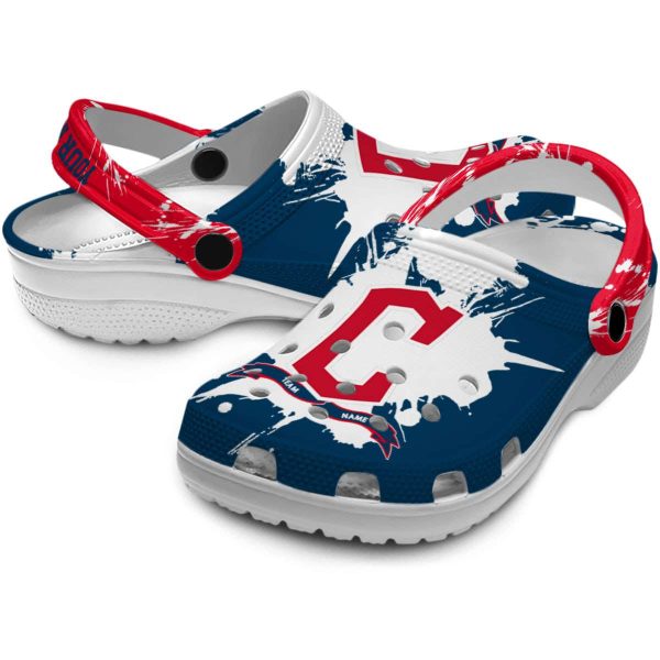 Personalized Cleveland Guardians Splatter Pattern Crocs Latest Model
