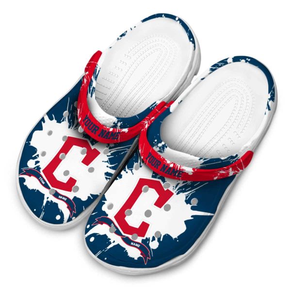 Personalized Cleveland Guardians Splatter Pattern Crocs Trendy