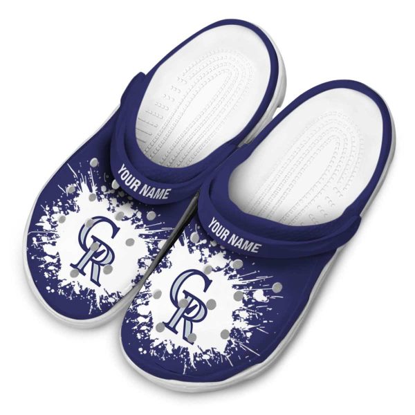 Personalized Colorado Rockies Splatter Background Crocs Trendy