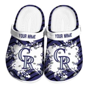 Personalized Colorado Rockies Zigzag Paint Burst Crocs Best selling