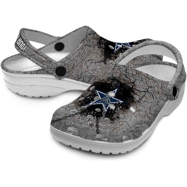 Personalized Dallas Cowboys Cracked Ground Texture Crocs Latest Model