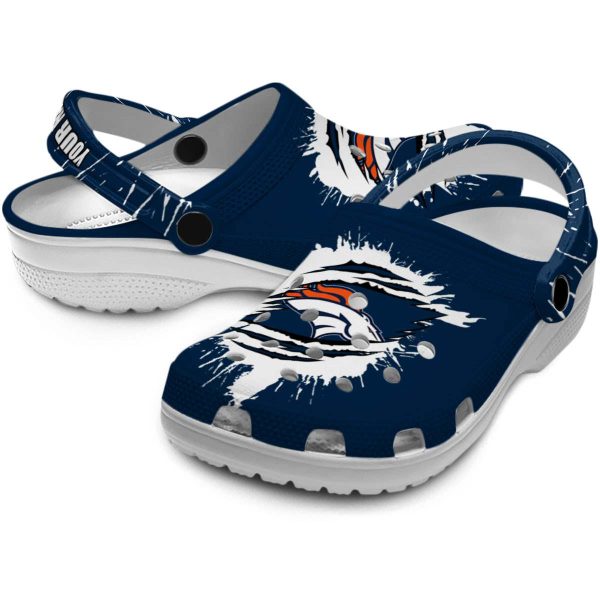 Personalized Denver Broncos Splash Motif Background Crocs Latest Model