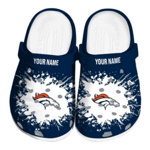 Personalized Denver Broncos Splatter Background Crocs Best selling