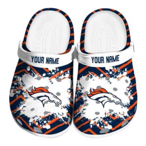 Personalized Denver Broncos Zigzag Paint Burst Crocs Best selling