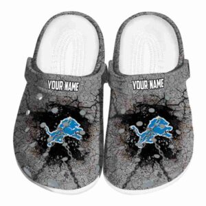 Personalized Detroit Lions Cracked Ground Texture Crocs Best selling