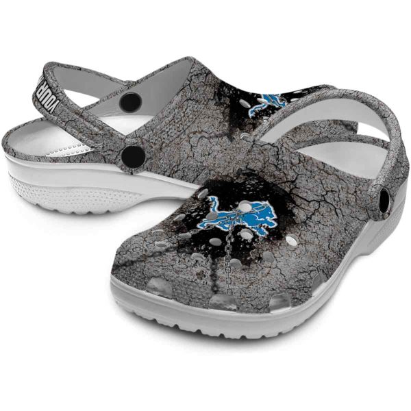 Personalized Detroit Lions Cracked Ground Texture Crocs Latest Model