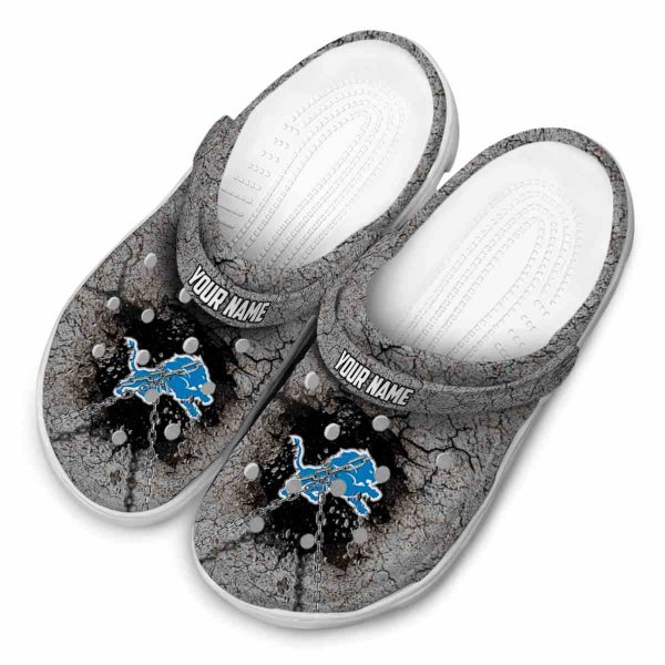 Personalized Detroit Lions Cracked Ground Texture Crocs Trendy