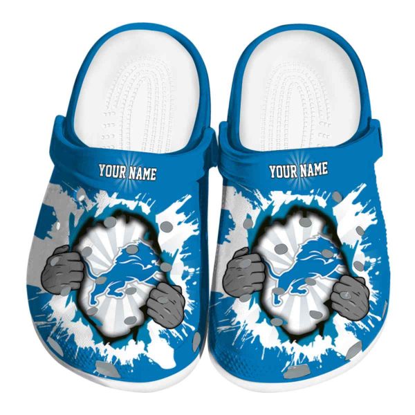 Personalized Detroit Lions Gripping Hand Crocs Best selling