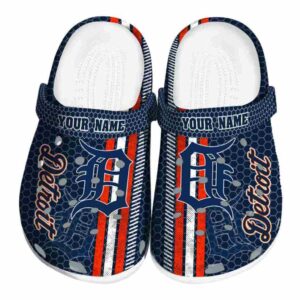 Personalized Detroit Tigers Contrasting Stripes Crocs Best selling