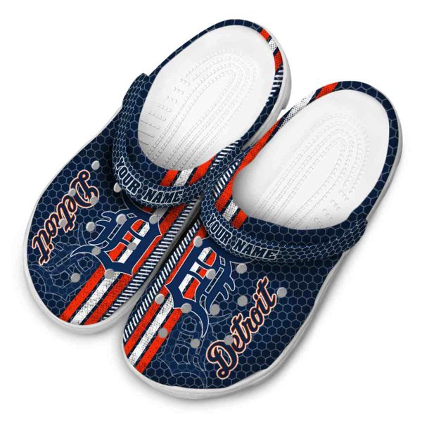 Personalized Detroit Tigers Contrasting Stripes Crocs Trendy