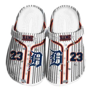 Personalized Detroit Tigers Pinstripe Pattern Crocs Best selling