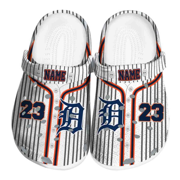 Personalized Detroit Tigers Pinstripe Pattern Crocs Best selling