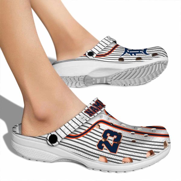 Personalized Detroit Tigers Pinstripe Pattern Crocs High quality