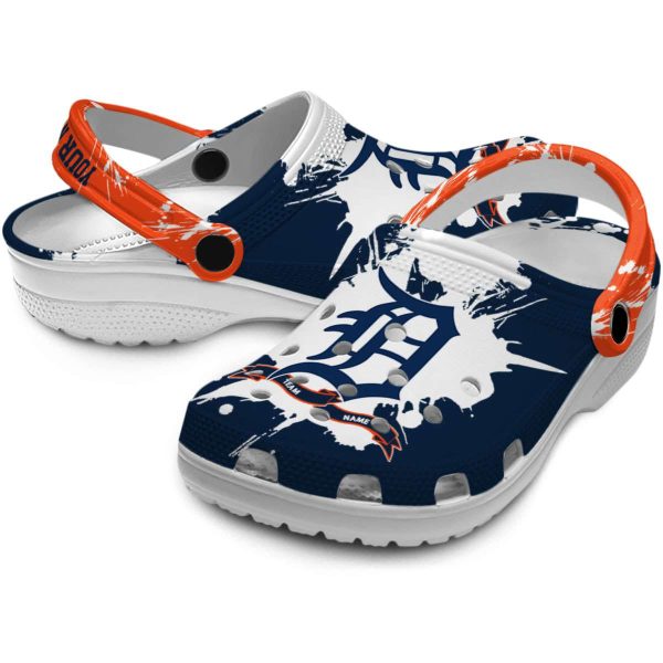 Personalized Detroit Tigers Splatter Pattern Crocs Latest Model