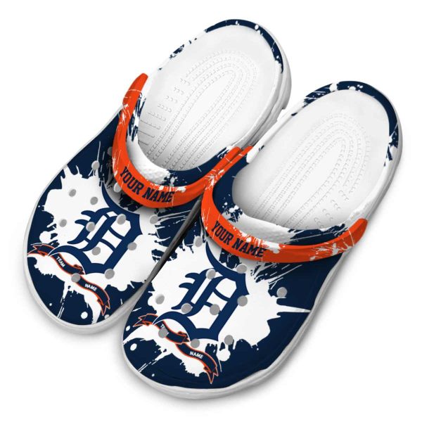 Personalized Detroit Tigers Splatter Pattern Crocs Trendy