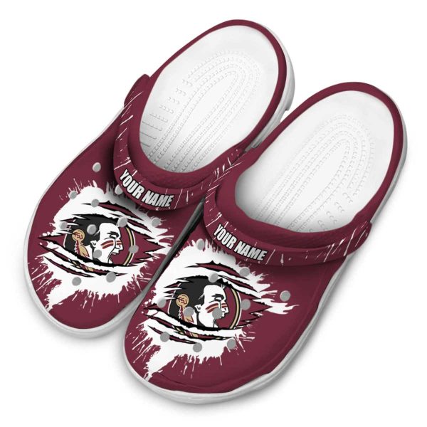 Personalized Florida State Seminoles Splash Motif Background Crocs Trendy