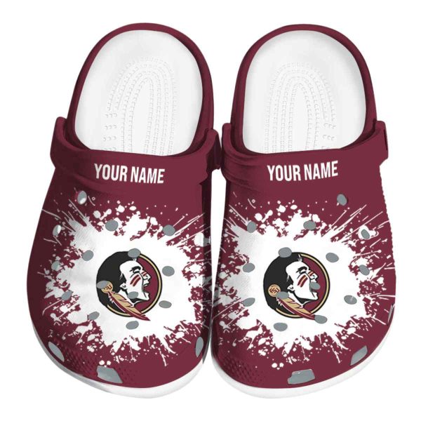 Personalized Florida State Seminoles Splatter Background Crocs Best selling