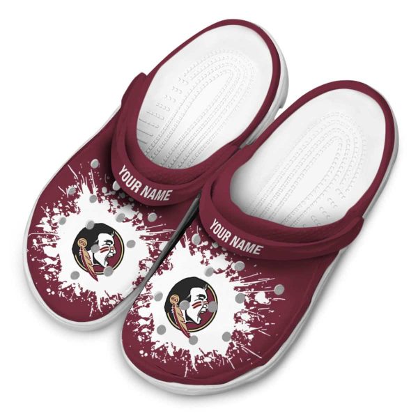 Personalized Florida State Seminoles Splatter Background Crocs Trendy