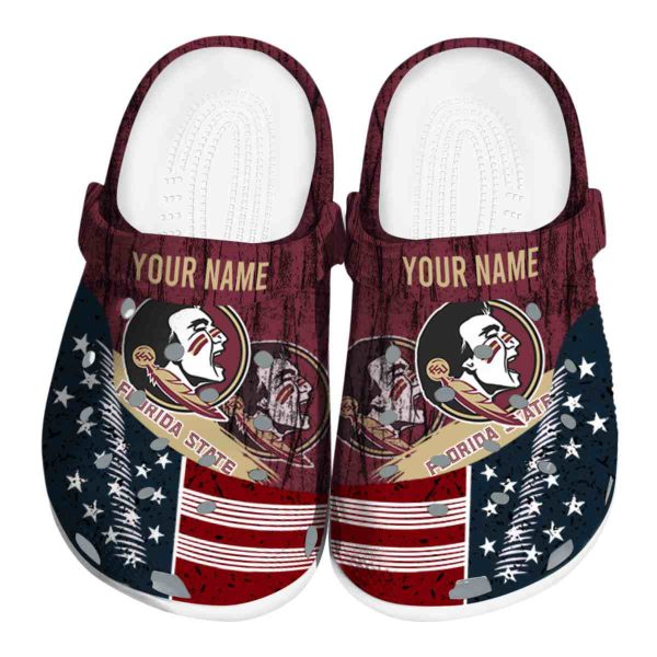 Personalized Florida State Seminoles Star Spangled Side Pattern Crocs Best selling