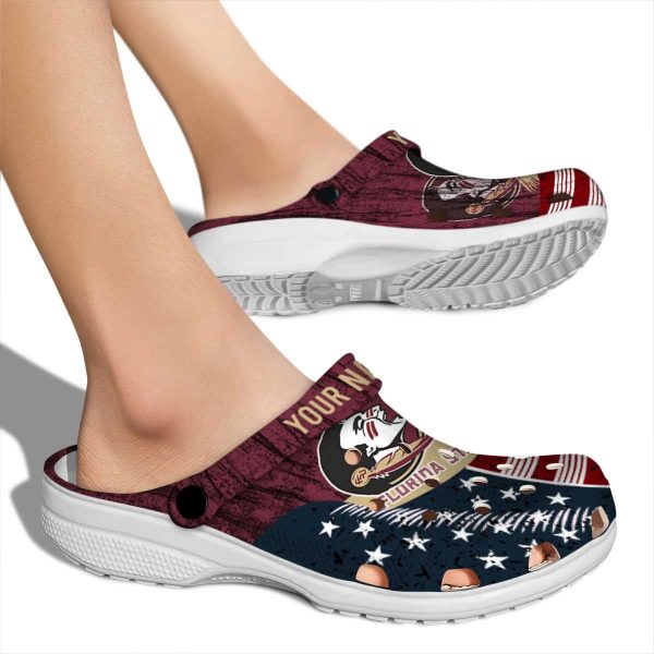 Personalized Florida State Seminoles Star Spangled Side Pattern Crocs High quality
