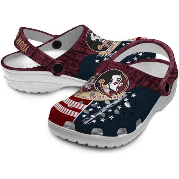 Personalized Florida State Seminoles Star Spangled Side Pattern Crocs Latest Model