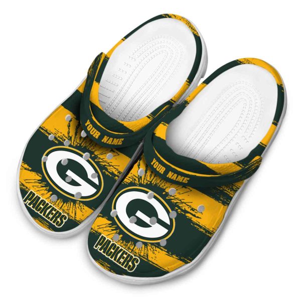 Personalized Green Bay Packers Paint Splatter Graphics Crocs Trendy