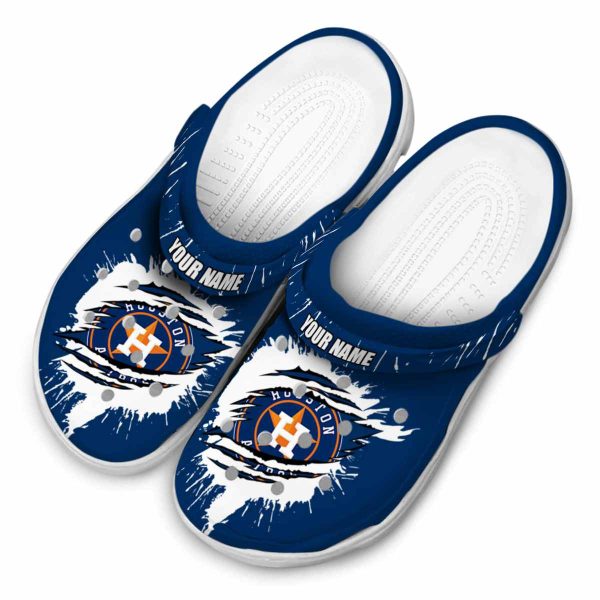 Personalized Houston Astros Splash Motif Background Crocs Trendy