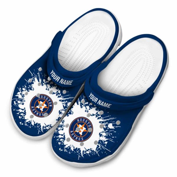 Personalized Houston Astros Splatter Background Crocs Trendy